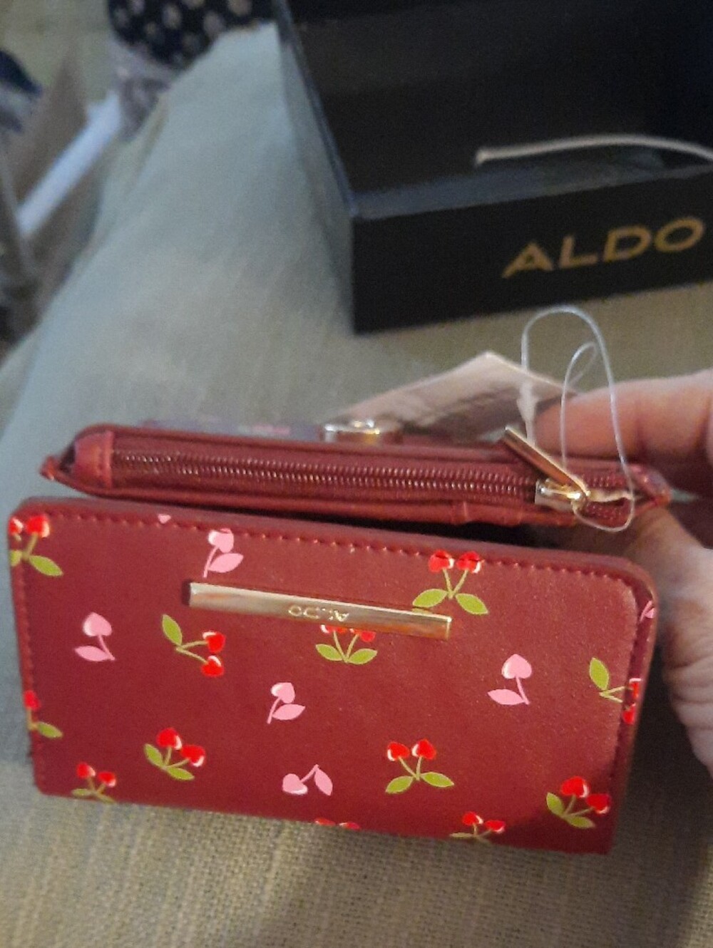 Aldo Berry Cherry-Print Wallet - Maroon with Pink & Green - Picture 5 of 8